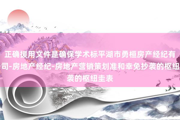 正确援用文件是确保学术标平湖市勇桓房产经纪有限公司-房地产经纪-房地产营销策划准和幸免抄袭的枢纽圭表