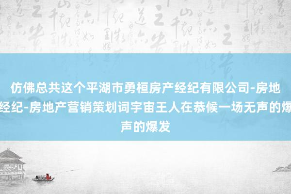 仿佛总共这个平湖市勇桓房产经纪有限公司-房地产经纪-房地产营销策划词宇宙王人在恭候一场无声的爆发